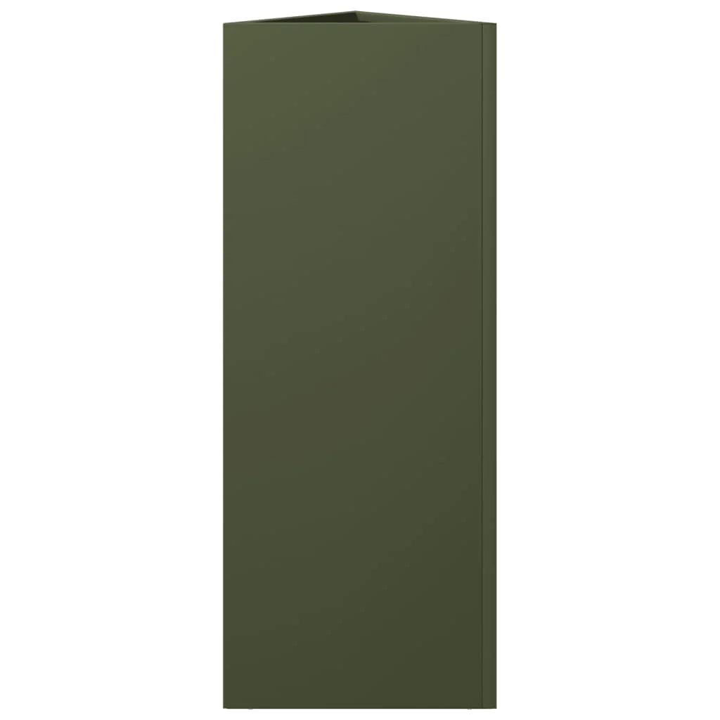 Fioriera aiuola rialzata fioriera aiuola giardino terrazza set da 2 triangolare verde oliva 30 x 26 x 75 cm acciaio verde 02_0039089