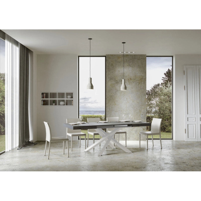 Tavolo allungabile 120/224x90 cm Volantis telaio Bianche - Cemento