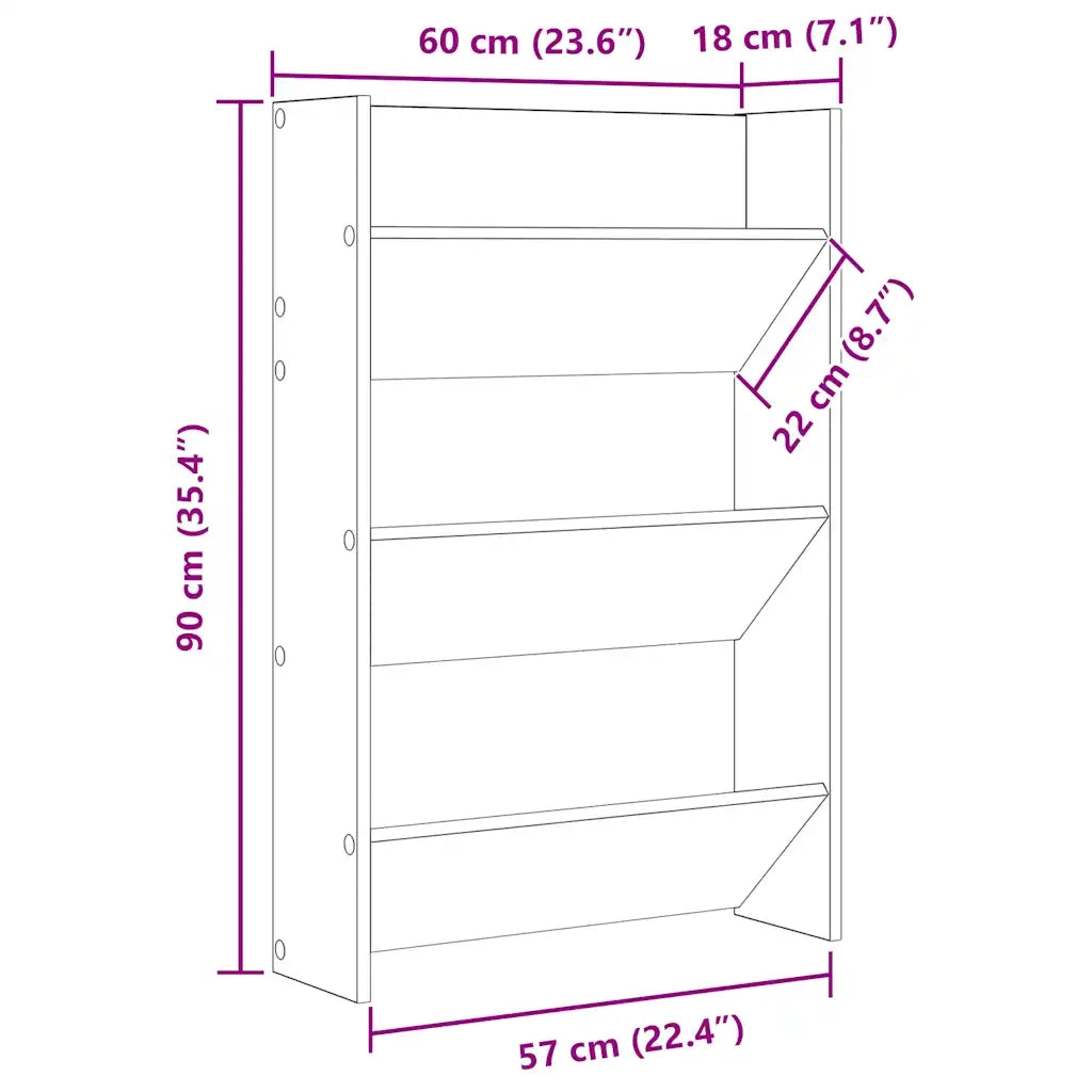 Scarpiera a Muro Bianca 60x18x90 cm in Legno Multistrato 806759