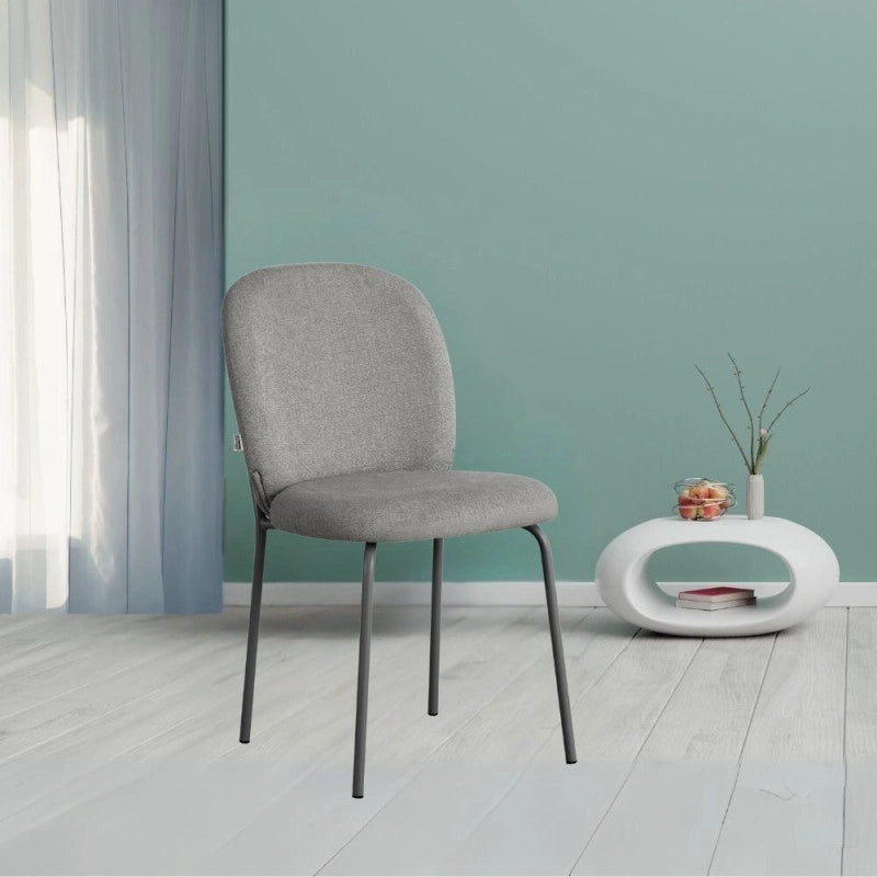Sedia imbottita Turi in tessuto grigio set 4 pezzi
