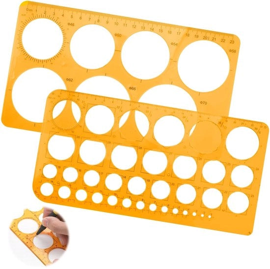 Disegno a Cerchi - 2 Pezzi - Plastica - Materiale di Disegno Geometrico - Qualità Precisa - Duraturo e Sicuro - Pennarello per Disegno