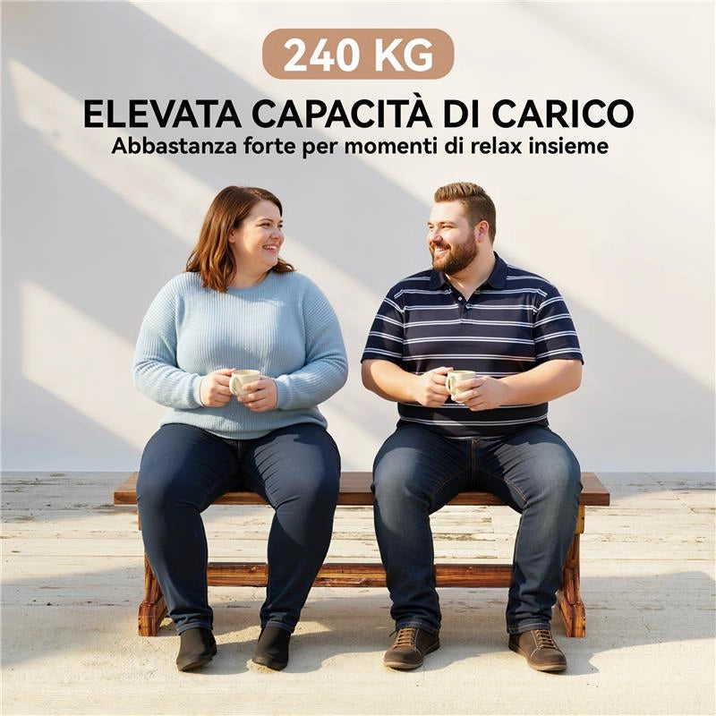 PANCA DA GIARDINO 2 POSTI IN LEGNO DI ABETE SENZA SCHIENALE IN STILE RUSTICO, 114LX40PX46A CM