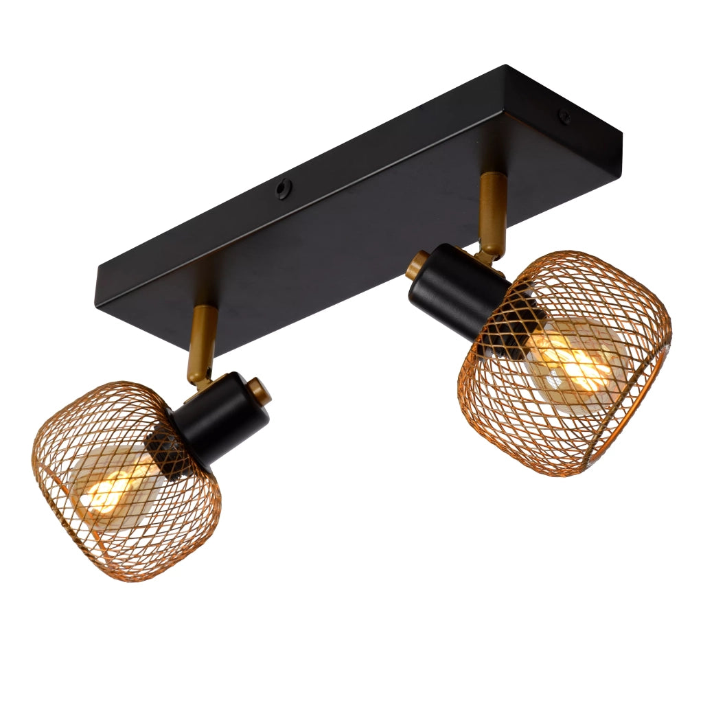 Plafoniera doppia Lucide Maren 2xE14 40W oro/nero metallo