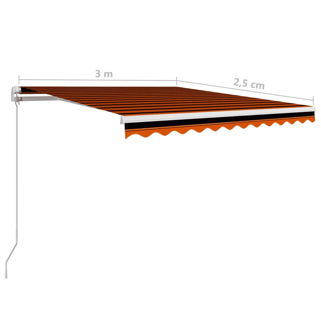 Tenda da Sole Retrattile Manuale 300x250 cm Arancione e Marrone 3051198