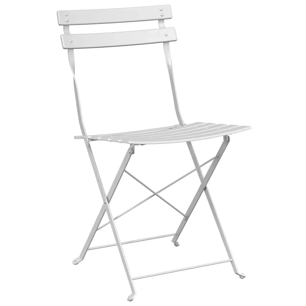 Set Bistro Pieghevole 3 pz | Set Salotto da Giardino Bianco Acciaio