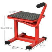 DURHAND Cavalletto Alzamoto in Acciaio max 150kg con Superficie in Gomma e Manovella, 48x34x43 cm, Rosso