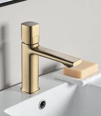 Rubinetto lavabo con piletta click-clack – oro champagne, design moderno