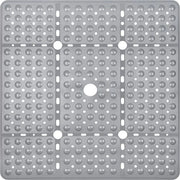 Matte anti-slip quadrata XL - 70 x 70 cm - matrice per bagno con 240 punti di fissaggio - asciuga velocemente e lavabile in lavatrice - grigio con fori di scarico
