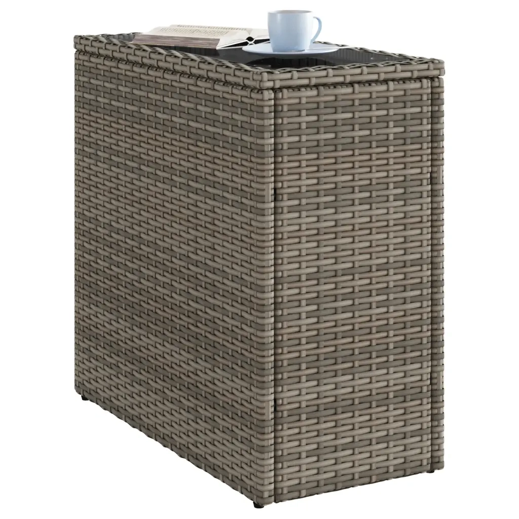 Tavolino Giardino Piano Vetro Grigio 58x27,5x55 cm Polyrattan 366133