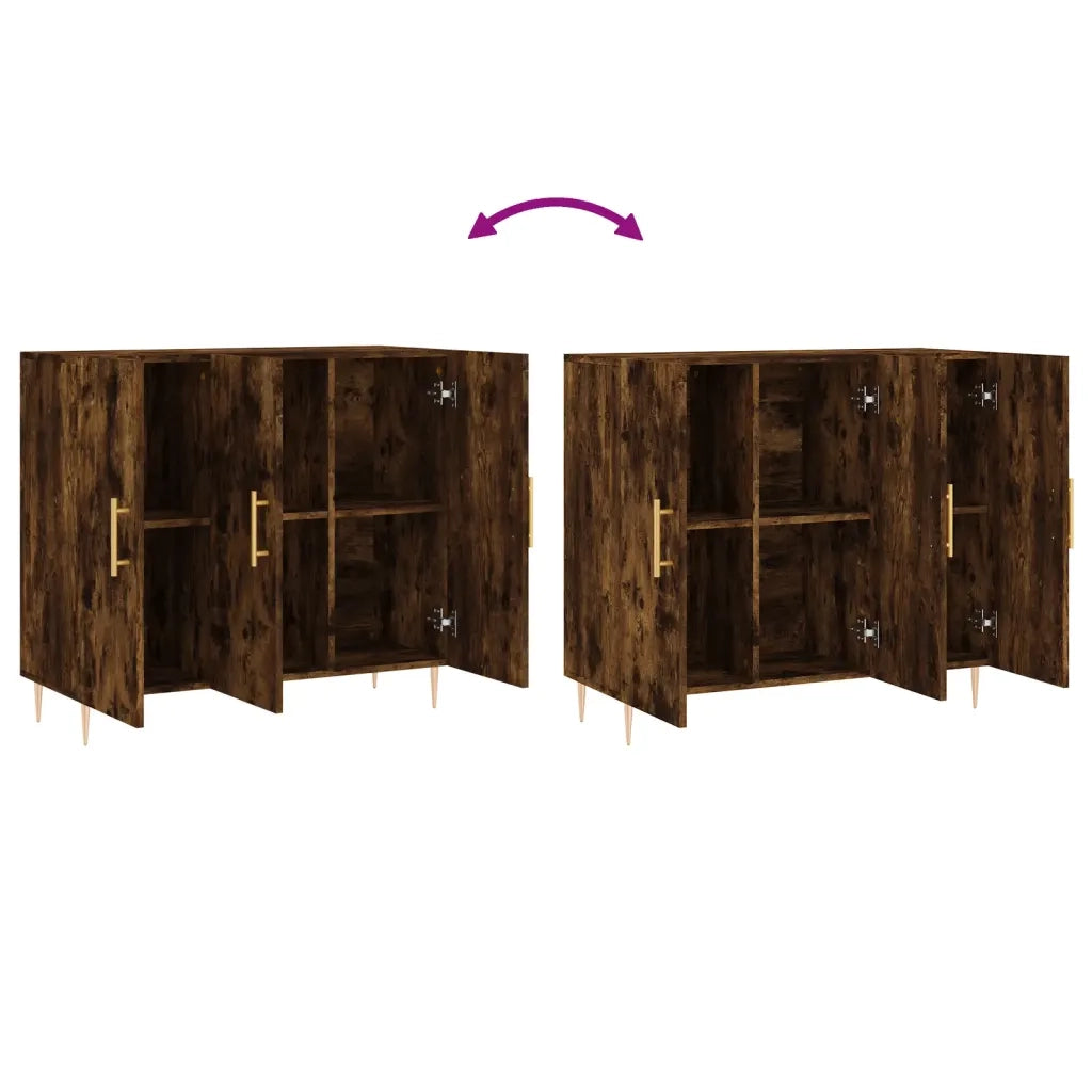 Credenza | Madia | Buffet da pranzo | Armadio da pranzo Rovere Fumo 90x34x80 cm in Legno Multistrato