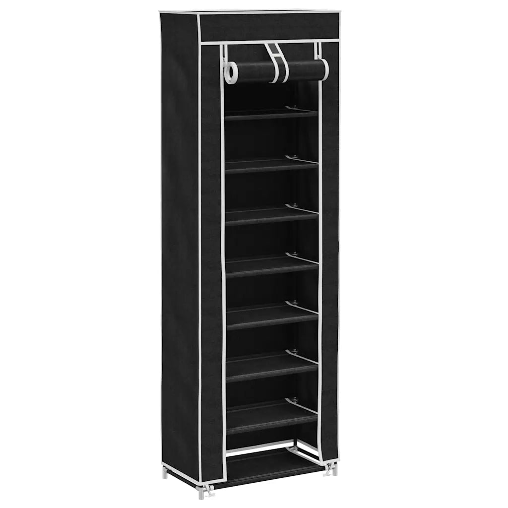 Scarpiera in Tessuto Richiudibile 57 x 29 x 162 cm Nera cod mxl 49391