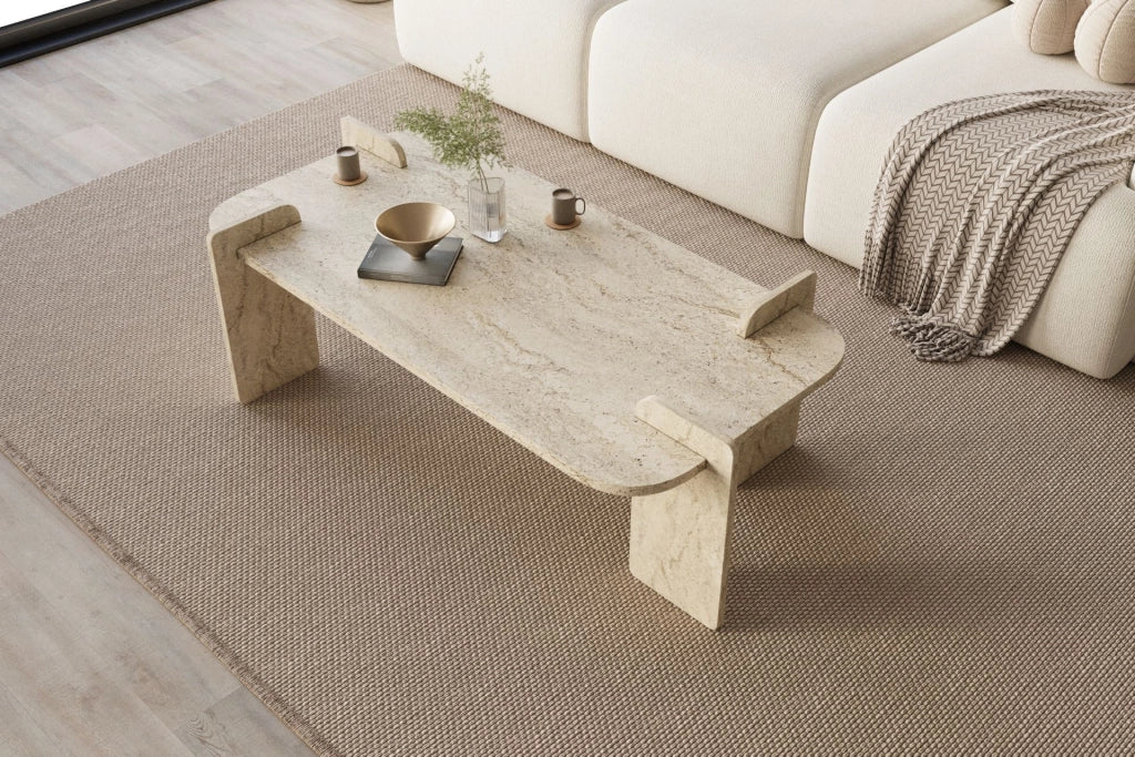 Tavolino in legno "Lovge" 120 x 60 x 35 cm - Travertino