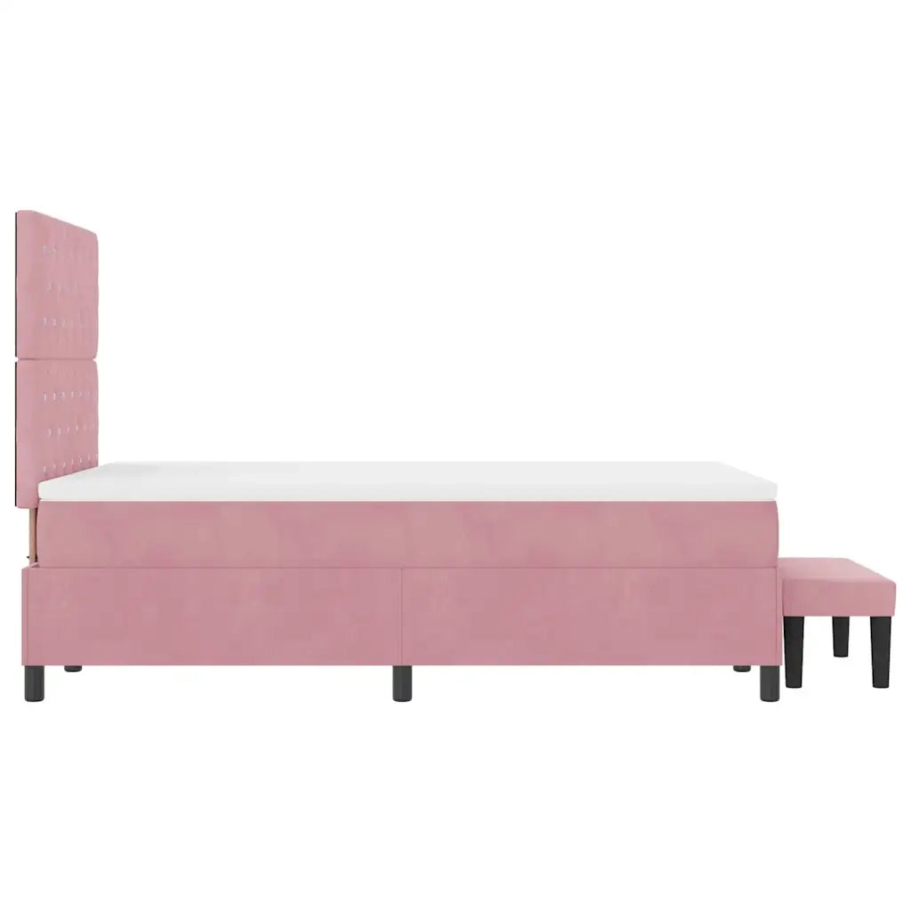 Letto a molle con testiera Rosa 200 x 120 cm Velluto 3344443