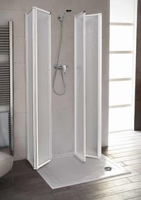 Box Doccia 3 lati a Scomparsa in Acrilico e Telaio in Alluminio Bianco - Misura: 75 x 75 x 75 x h100