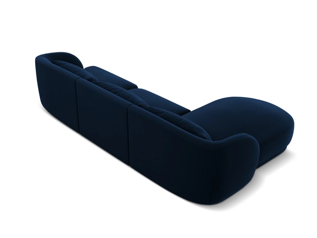 Cosmopolitan Design - Divano angolare sinistro "Tulum" 4 posti in velluto blu reale 