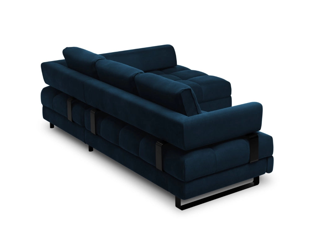 Cosmopolitan Design - Divano convertibile angolare destro con contenitore "Clinton" 5 posti in velluto blu reale 