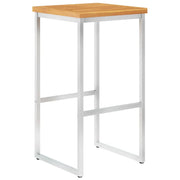 Sgabelli da Bar 4 pz in Legno Massello di Acacia e Acciaio Inox 46507