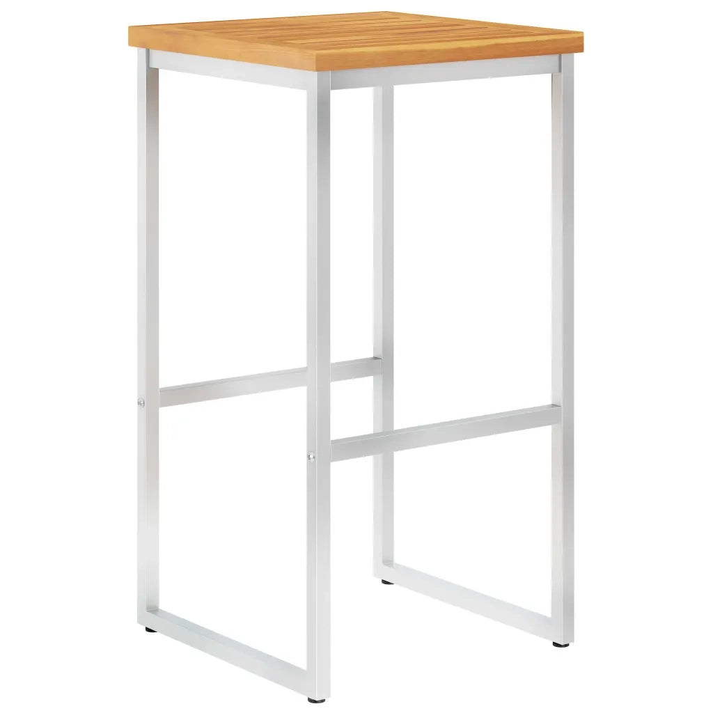 Sgabelli da Bar 4 pz in Legno Massello di Acacia e Acciaio Inox 46507