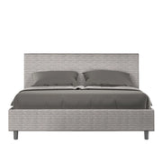 Letto Matrimoniale 160x200 cm con Rete e Contenitore Giroletto con Alzata Comoda Imbottito in Tessuto Aragona Adele
