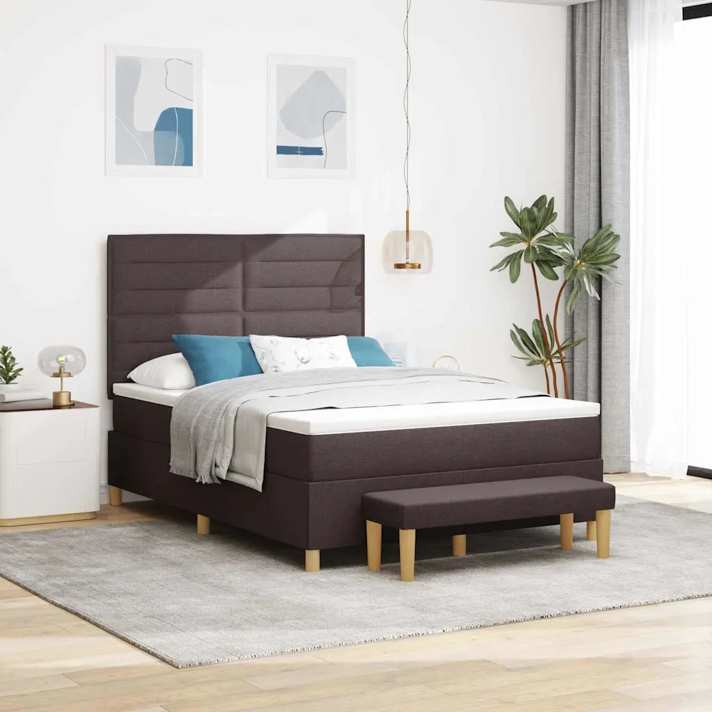 Letto a molle con testiera Marrone scuro 200 x 140 cm Tessuto 3344229