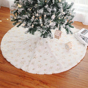 Trade Shop - Tappeto Gonna Copertura Base Albero Di Natale 80cm Peluche Fiocchi Di Neve Gold -