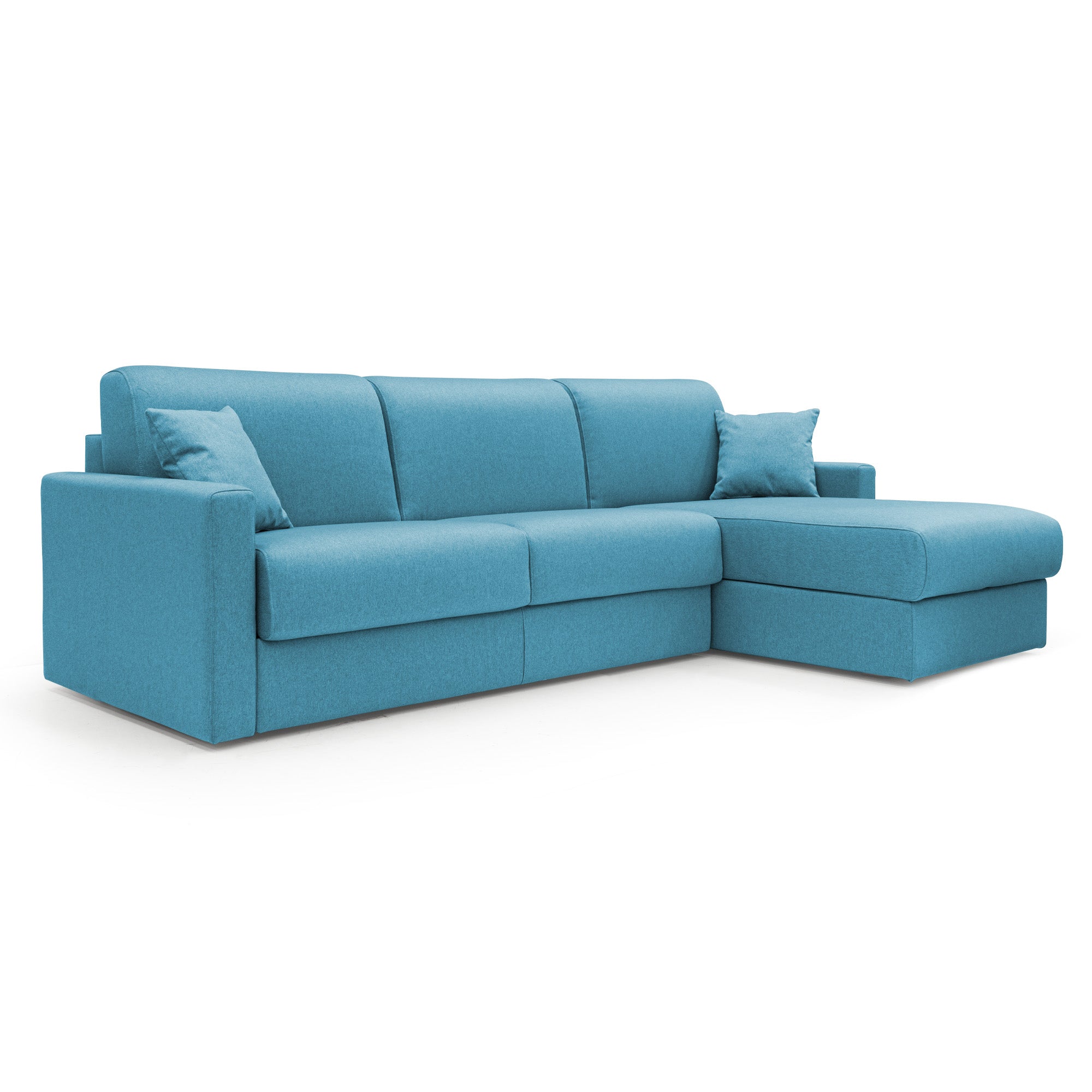 Chris Divano letto angolare 5 posti in tessuto impermeabile T13 288 cm Destro (mat. 160x197) azzurro