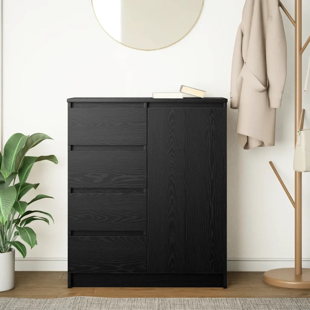 Credenza con Cassetti Rovere Nero 71x35x84 cm Legno Multistrato 861581