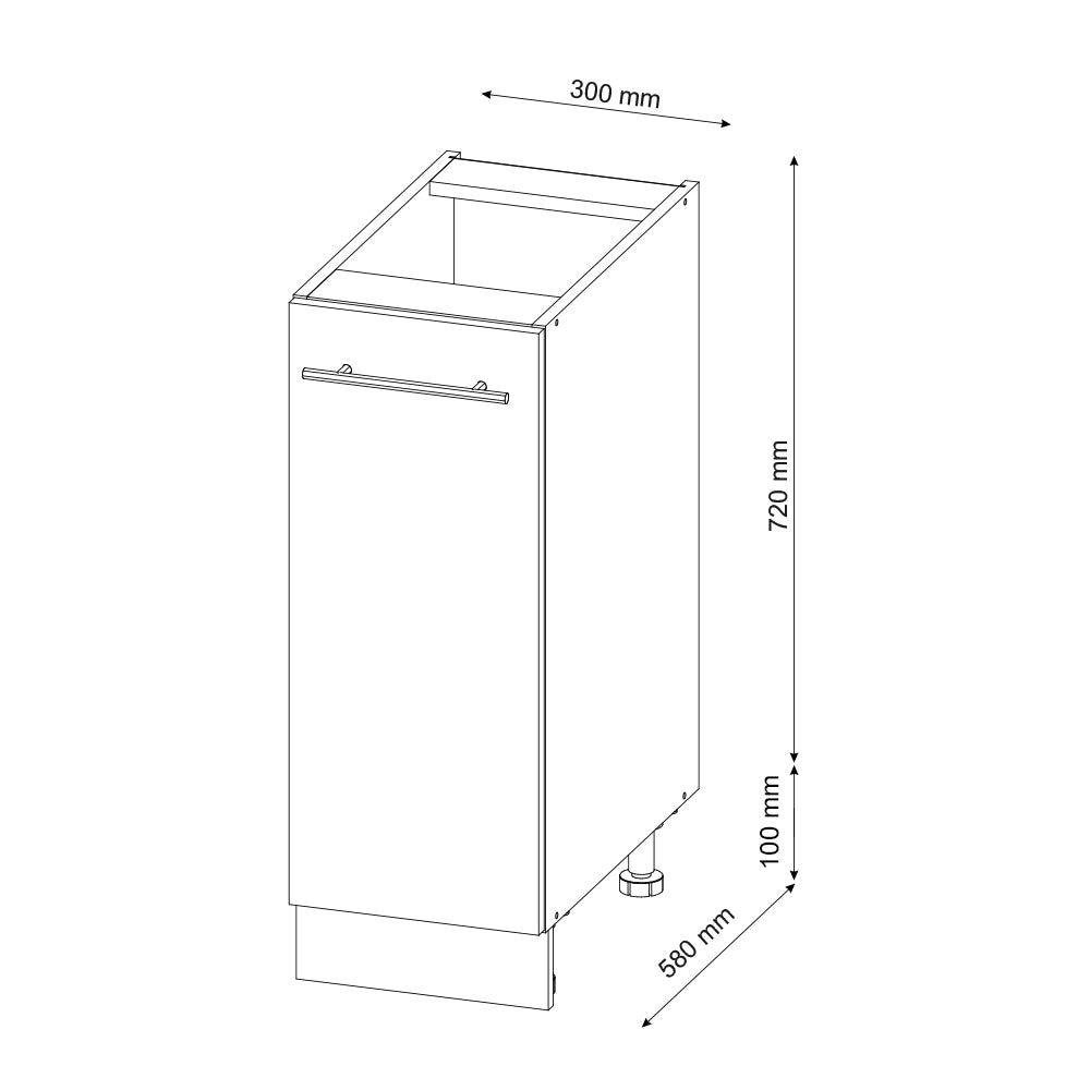 Armadio cucina dispensa alto Fame-Line Antracite lucido/Bianco 30 cm, PL Rovere Vicco