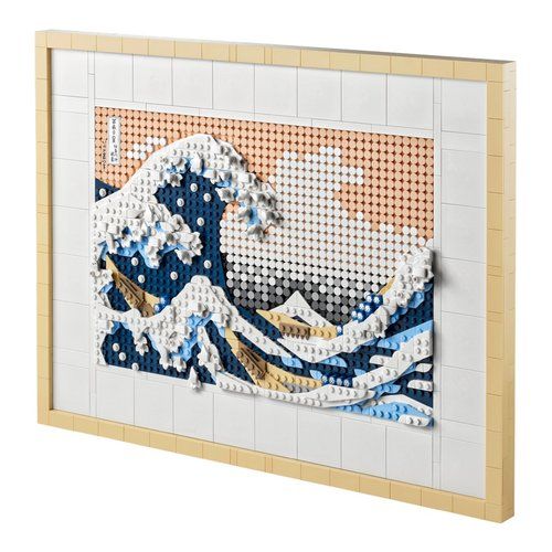 Lego 31208 art hokusai - la grande onda, set fai da te, hobby creativi per adulti, quadri soggiorno giapponesi