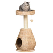 Albero tiragraffi per gatti con tana e giocattolo ¨C zephmum ¨C giallo 82.5 cm