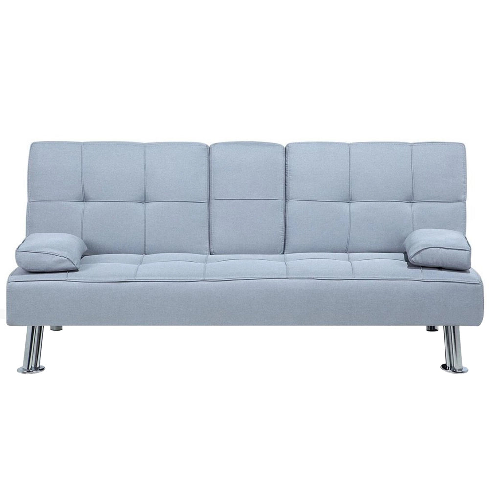 Divano letto a 3 posti moderno in tessuto di colore grigio chiaro salotto elegante stile moderno
