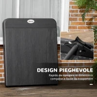 Tavolo da Giardino Pieghevole per 6 Persone in Acciaio e HDPE, 180x75.5x73cm, Grigio Scuro