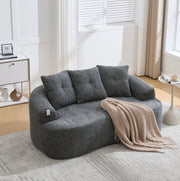 Divano 2 posti in chenille grigio con molle insacchettate