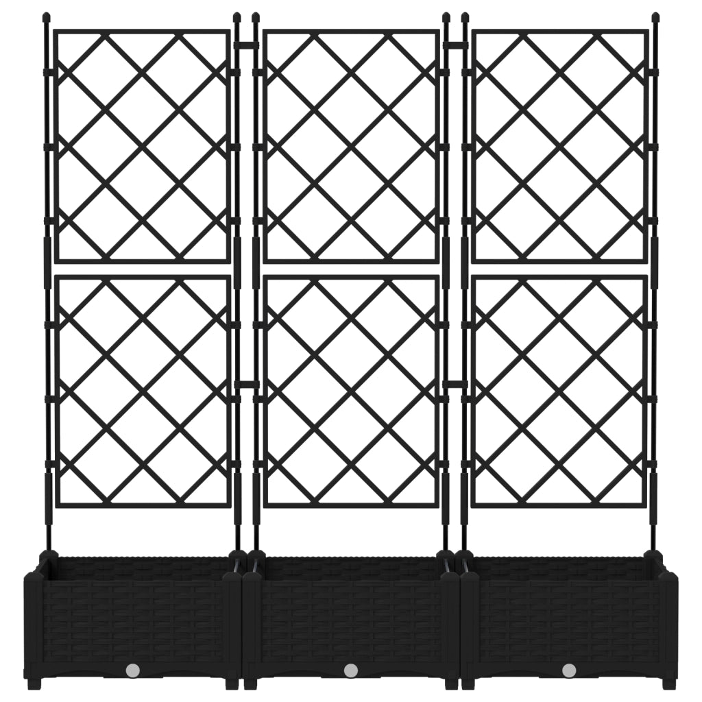 Fioriera con trellis 3 pcs Nera 120x40x125.5 cm
