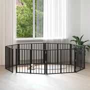 Cancello per cani 8 pcs Nero 80 x 60 cm Acciaio zincato