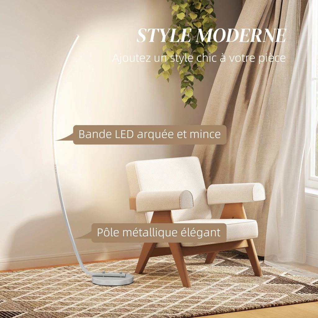 Lampada da terra LED moderna ¨C zephmum ¨C argento, 3 livelli luminosit¨¤