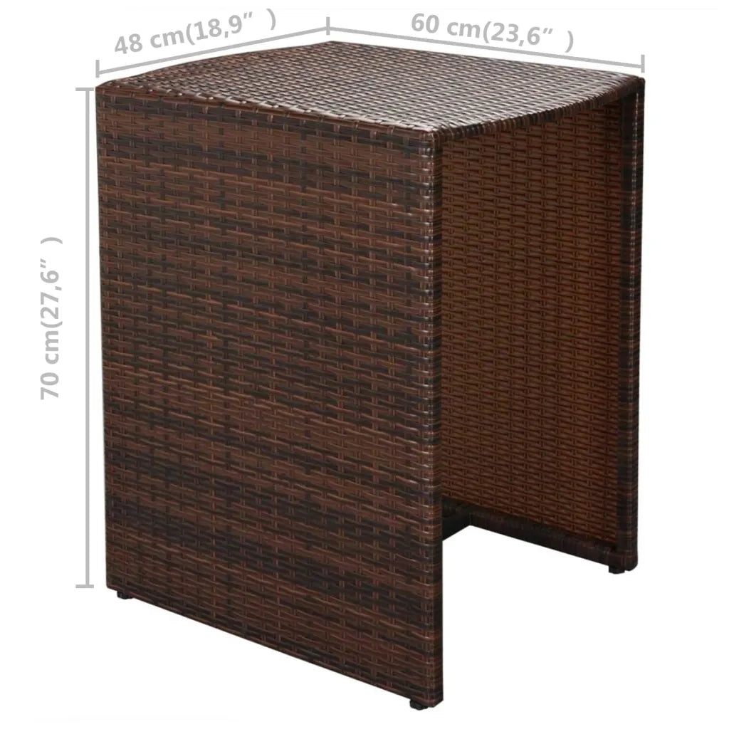Set da Bistrot 3 pz | Set Salotto da Giardino con Cuscini in Polyrattan Marrone