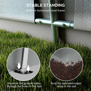 Tendone per Auto e Feste con 2 Finestre Laterali 618x265/330x240 cm in Acciaio Zincato e PE Grigio Chiaro