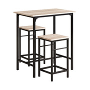 Set 3 Pezzi Tavolo con 2 sgabelli Mobile Bar per casa Stile Industriale Grigio, L80*P50*A88cm, Legno OGT10-N