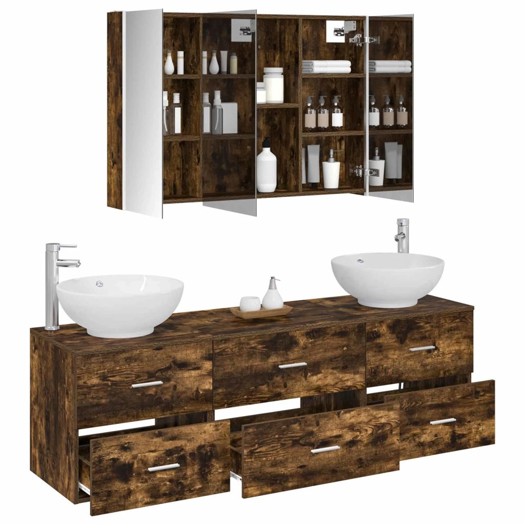 Set di mobili per il bagno 4 pcs Rovere Fumo 3406947