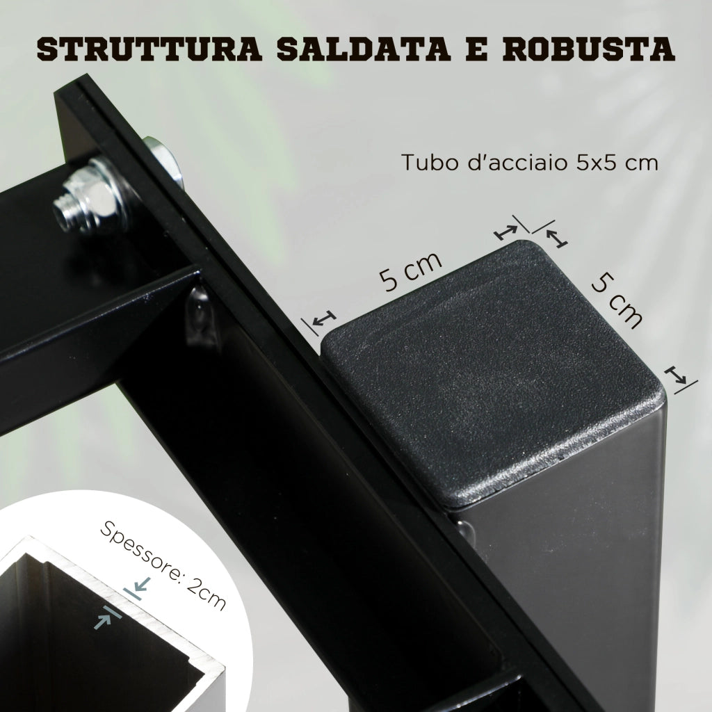 Easycomfort Porta Pesi con 2 Ripiani in Acciaio per Palestra, Casa e Ufficio, 94x52.5x82cm, Nero
