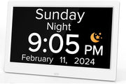Cronometro digitale grande orologio per anziani con calendario grande display con allarmi personalizzabili orologio da parete con data e ora orologio da tavolo (10 pollici bianco)