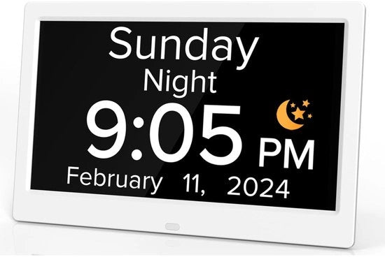 Cronometro digitale grande orologio per anziani con calendario grande display con allarmi personalizzabili orologio da parete con data e ora orologio da tavolo (10 pollici bianco)
