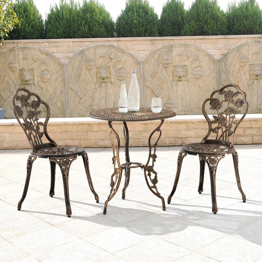 Set Mobili da Bistrot Wakefield con Motivi Floreali - Effetto Bronzo Antichizzato casa.pro