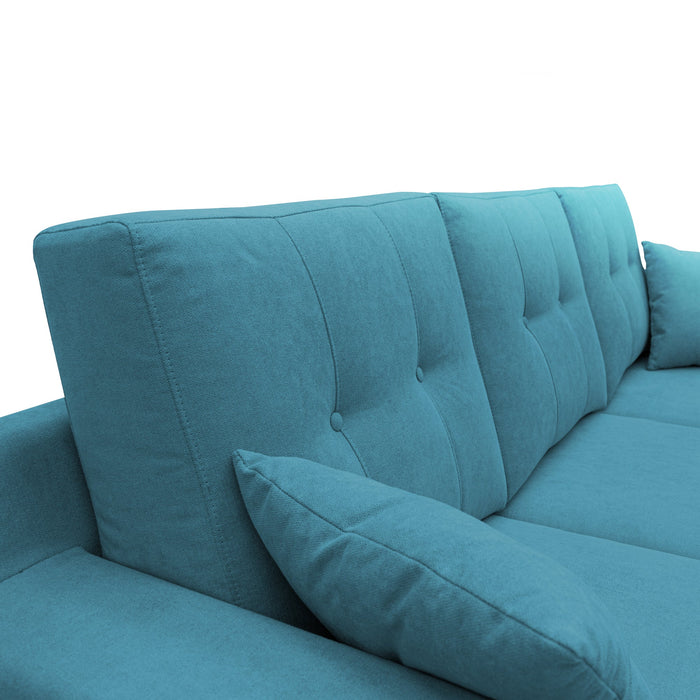 Danish Divano angolare REVERSIBILE in tessuto morbido impermeabile T02 237 cm azzurro