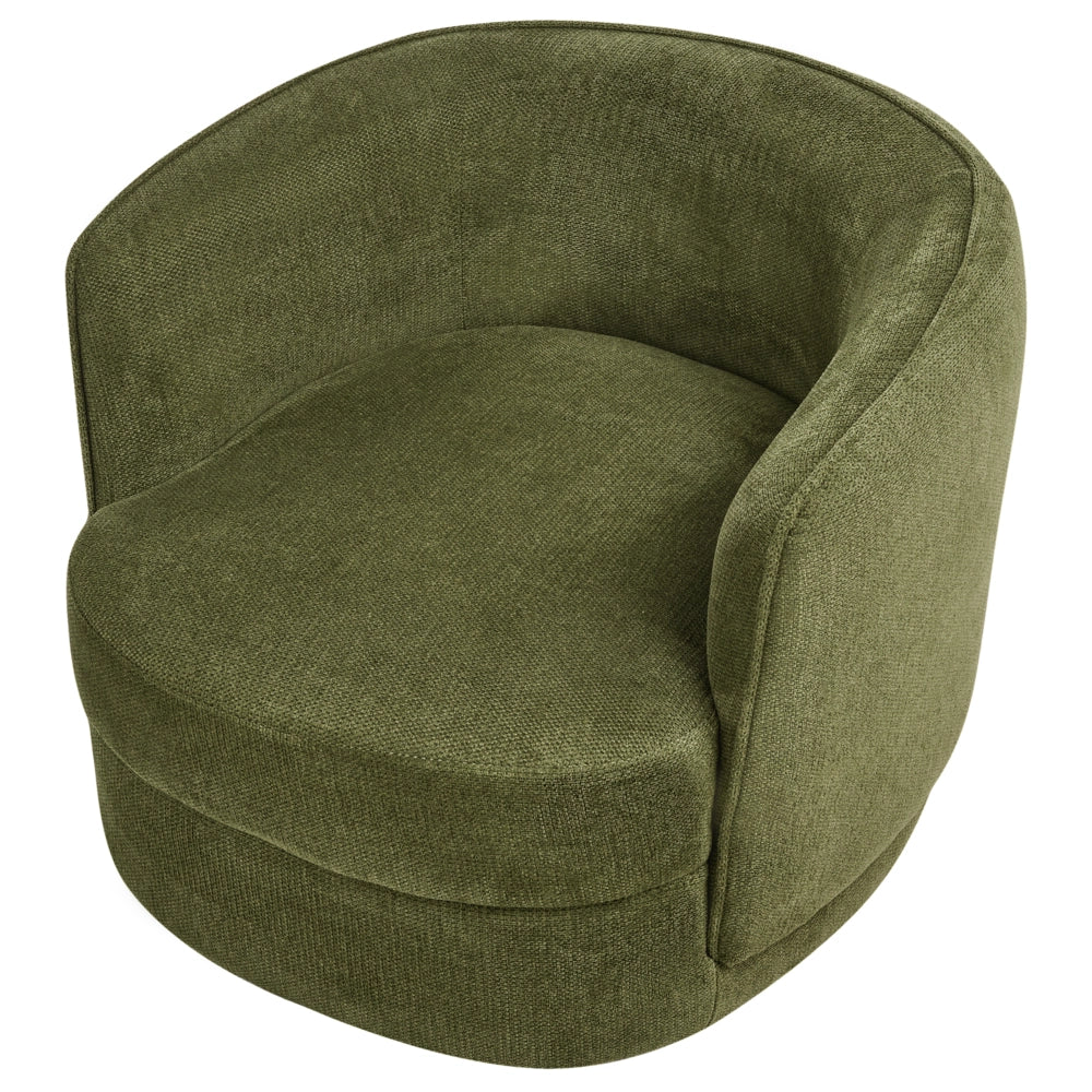 Poltrona Verde Poliestere Cuscino Girevole Sfoderabile Schienale Rotondo Stile Retro Glam Soggiorno