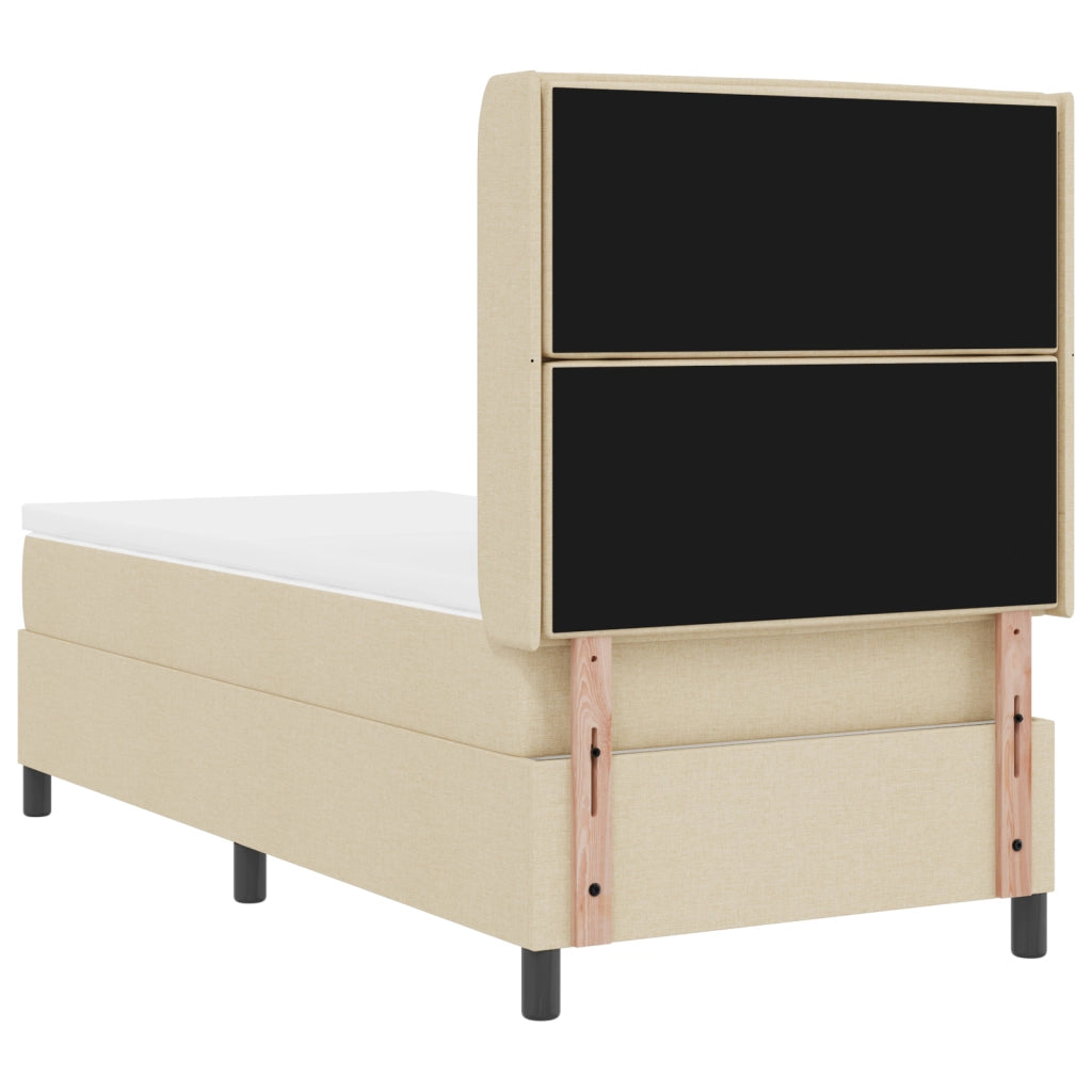 Letto Box Spring con Materasso Crema 90x200 cm Tessuto