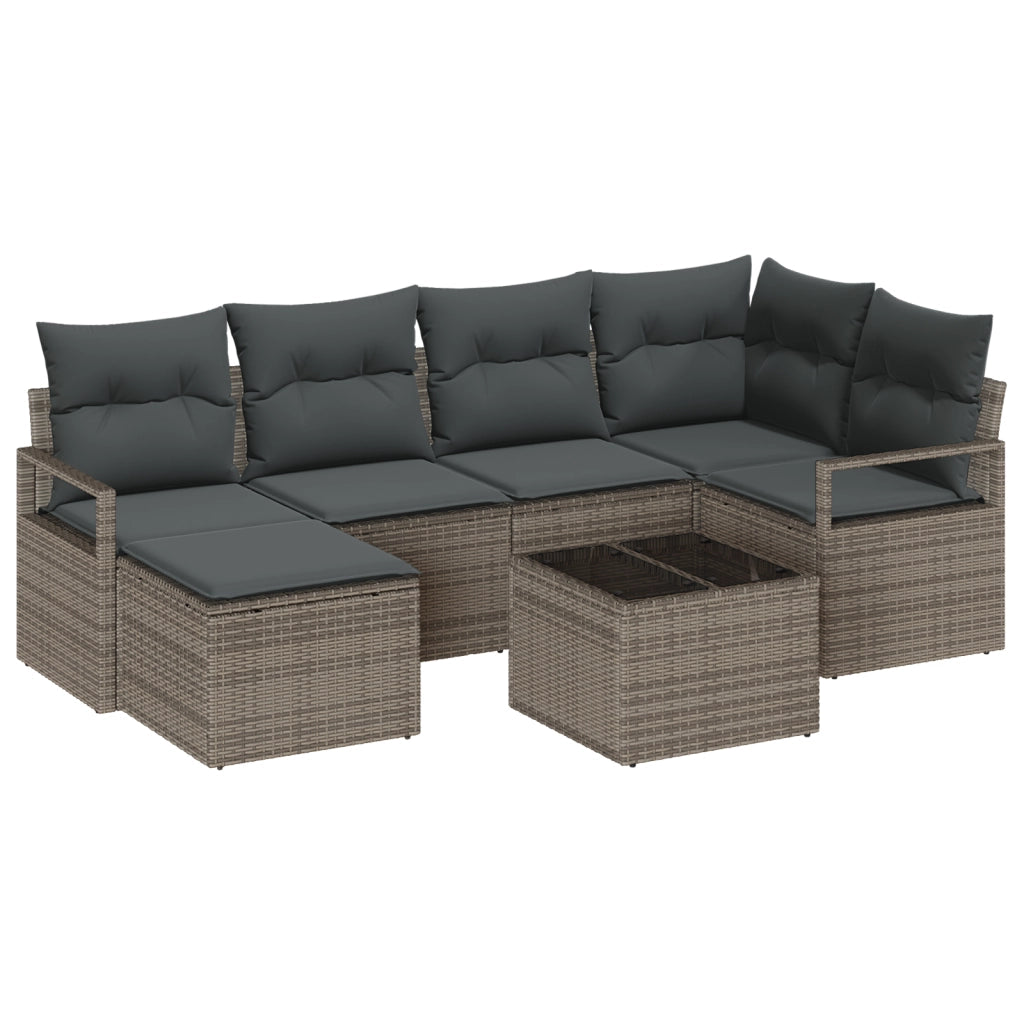 Set di SofÃ  da Giardino da 6 Pezzi con Cuscini Rattan Nero