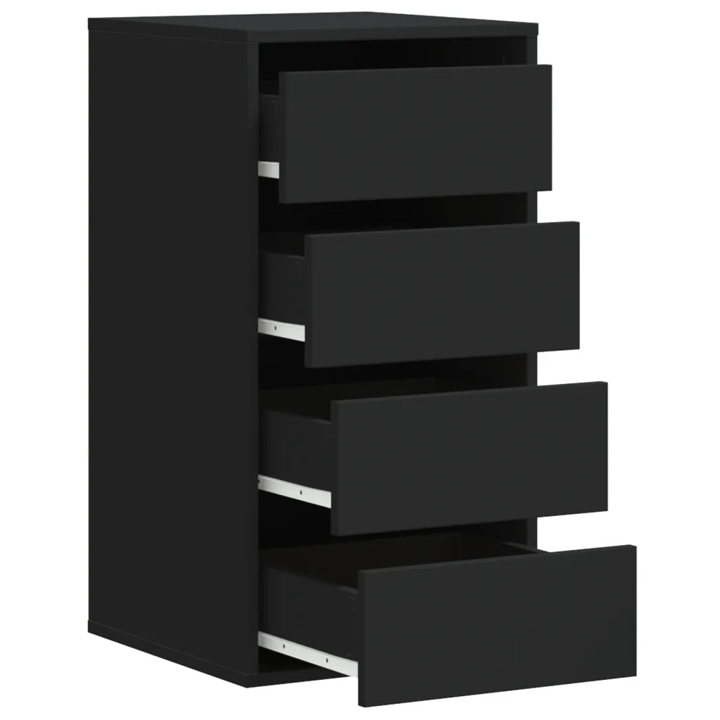 Cassettiera Angolare Nera 40x41x76 cm in Legno Multistrato