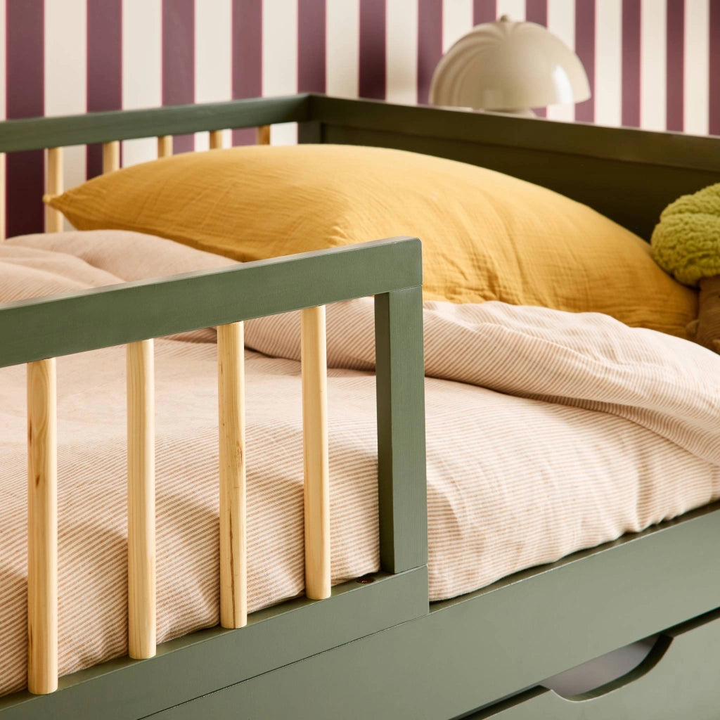 Letto bambino 90cm pino naturale rete a doghe inclusa, verde